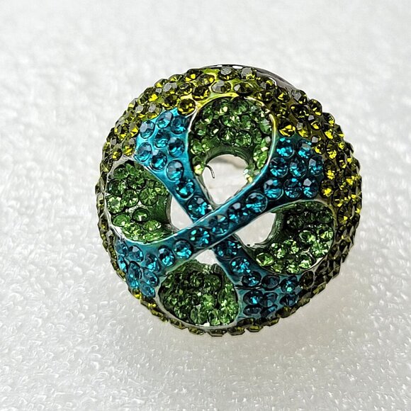 Aqua Green Rhinestone Ring SIZE 6.5 - Other sizes available - Picture 2 of 13